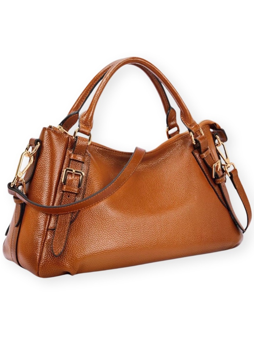 KATTEE Soft Genuine Pebbled Leather Satchel‎ Purse w/ Top Handle East West Bag